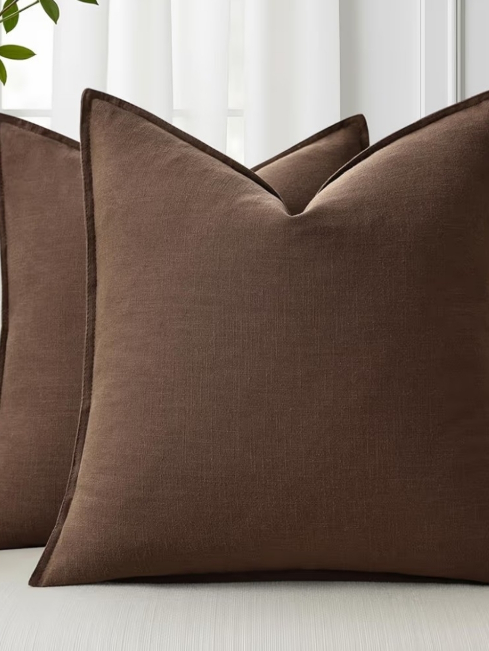 Classic Linen Chocolate Brown Pillow Covers 16 X 16 Set Of 2